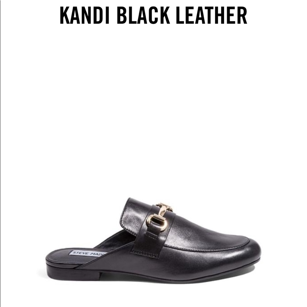 Steve Madden Black leather slip on loafers